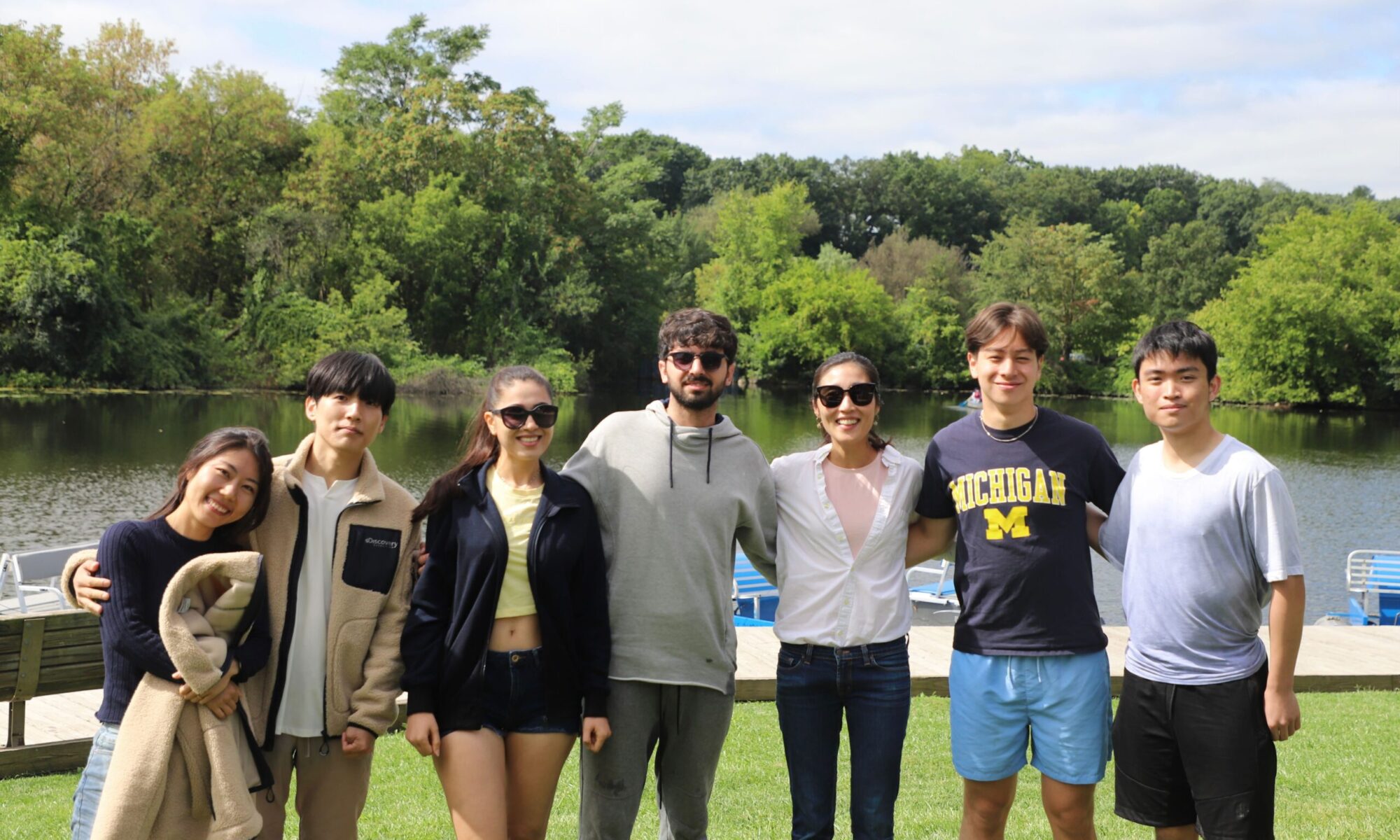 Group photo at a lake